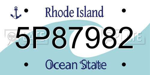 5P87982 Rhode Island License Plate