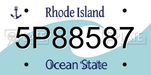 5P88587 Rhode Island License Plate