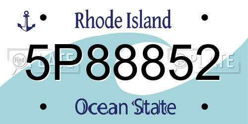 5P88852 Rhode Island License Plate