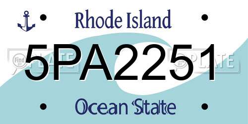 5PA2251 Rhode Island License Plate