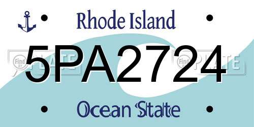 5PA2724 Rhode Island License Plate
