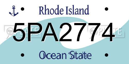 5PA2774 Rhode Island License Plate
