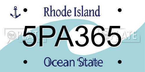 5PA365 Rhode Island License Plate