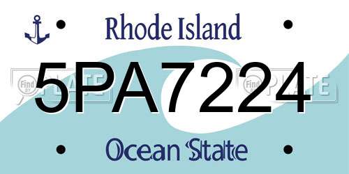 5PA7224 Rhode Island License Plate