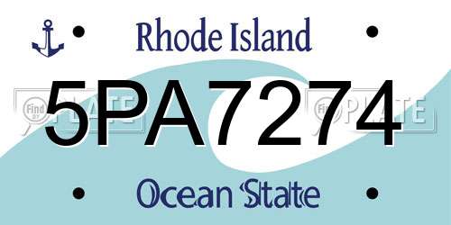 5PA7274 Rhode Island License Plate