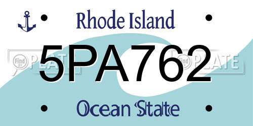5PA762 Rhode Island License Plate