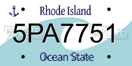 5PA7751 Rhode Island License Plate