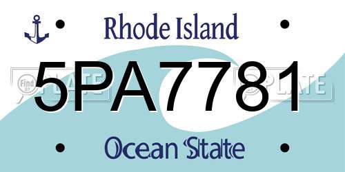5PA7781 Rhode Island License Plate