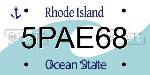 5PAE68 Rhode Island License Plate