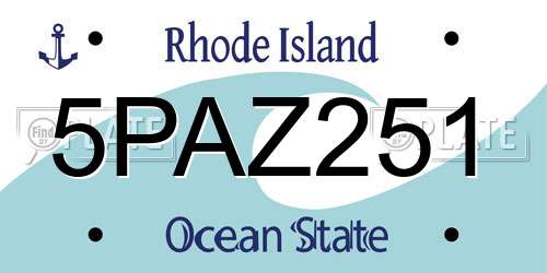 5PAZ251 Rhode Island License Plate