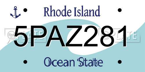 5PAZ281 Rhode Island License Plate