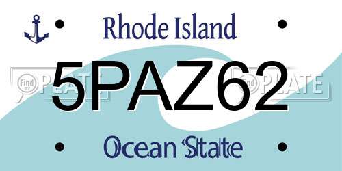 5PAZ62 Rhode Island License Plate
