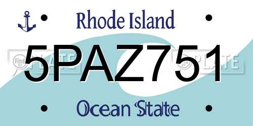 5PAZ751 Rhode Island License Plate