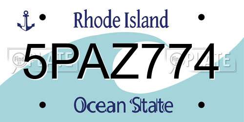 5PAZ774 Rhode Island License Plate