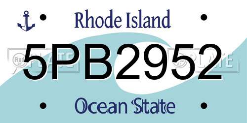5PB2952 Rhode Island License Plate