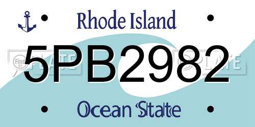 5PB2982 Rhode Island License Plate