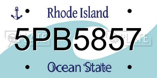 5PB5857 Rhode Island License Plate