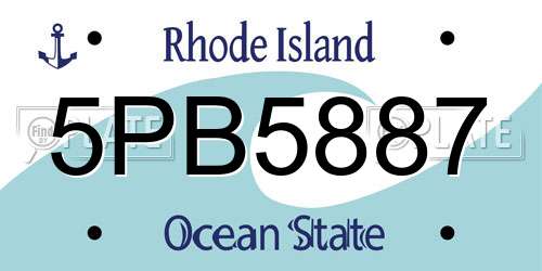 5PB5887 Rhode Island License Plate