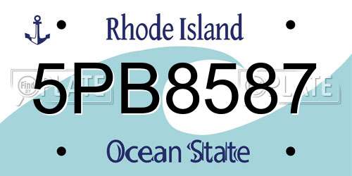 5PB8587 Rhode Island License Plate