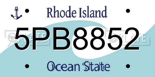 5PB8852 Rhode Island License Plate