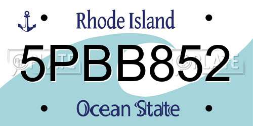 5PBB852 Rhode Island License Plate