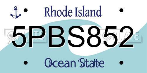 5PBS852 Rhode Island License Plate