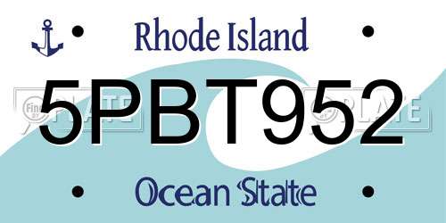 5PBT952 Rhode Island License Plate