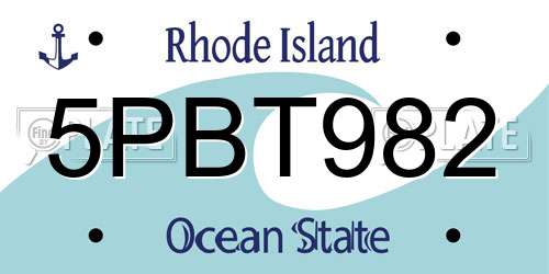 5PBT982 Rhode Island License Plate