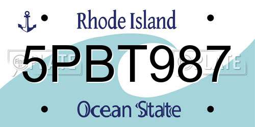 5PBT987 Rhode Island License Plate