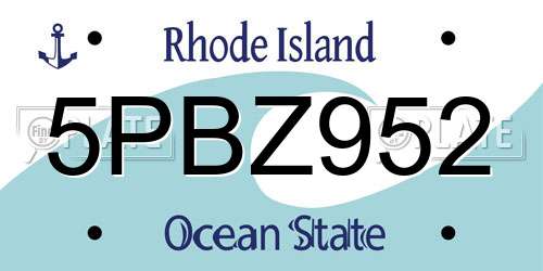5PBZ952 Rhode Island License Plate