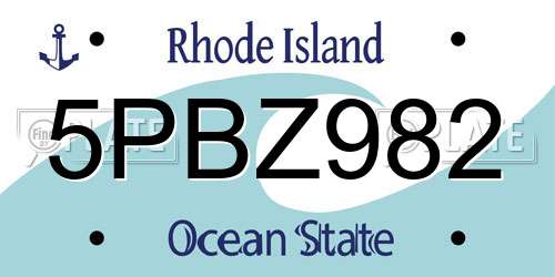 5PBZ982 Rhode Island License Plate