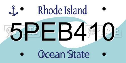 5PEB410 Rhode Island License Plate