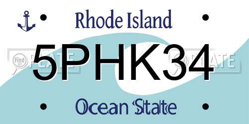 5PHK34 Rhode Island License Plate