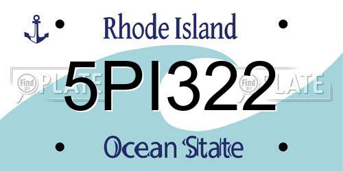 5PI322 Rhode Island License Plate