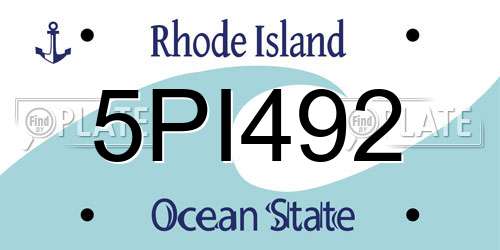 5PI492 Rhode Island License Plate