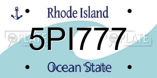 5PI777 Rhode Island License Plate