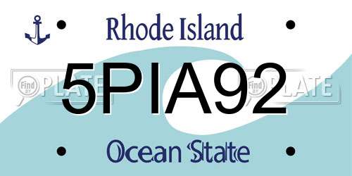 5PIA92 Rhode Island License Plate