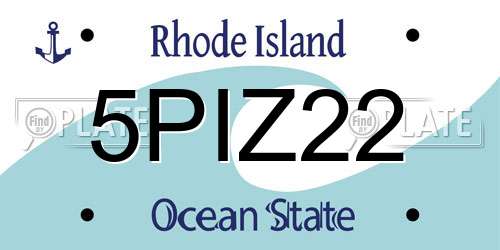 5PIZ22 Rhode Island License Plate