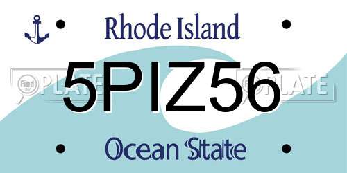 5PIZ56 Rhode Island License Plate