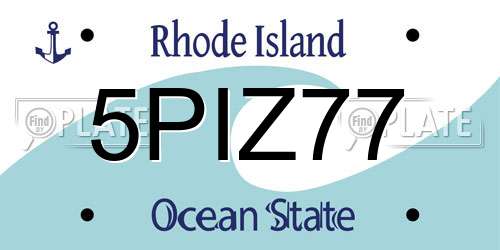 5PIZ77 Rhode Island License Plate