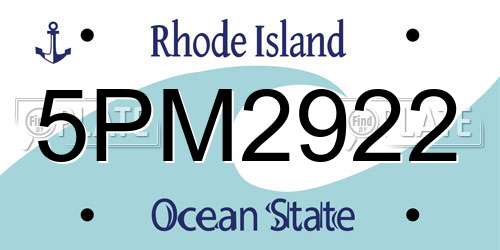 5PM2922 Rhode Island License Plate