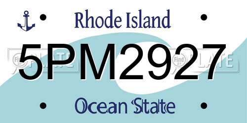 5PM2927 Rhode Island License Plate