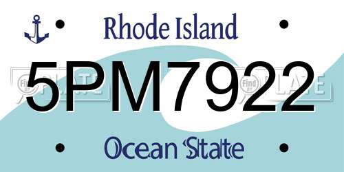 5PM7922 Rhode Island License Plate