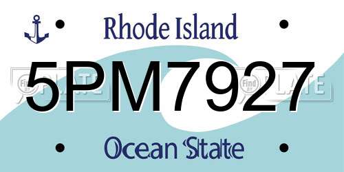 5PM7927 Rhode Island License Plate