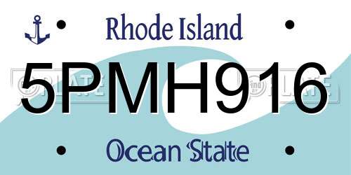 5PMH916 Rhode Island License Plate