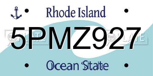 5PMZ927 Rhode Island License Plate