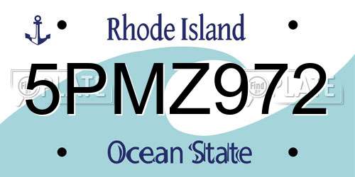 5PMZ972 Rhode Island License Plate