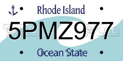 5PMZ977 Rhode Island License Plate