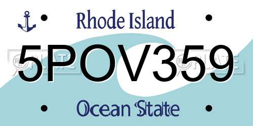 5POV359 Rhode Island License Plate