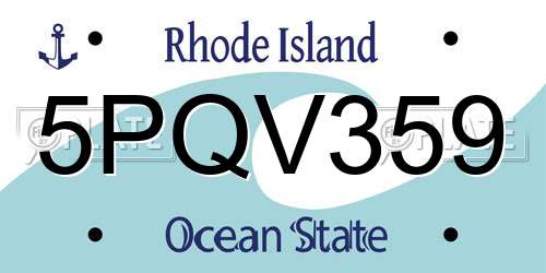 5PQV359 Rhode Island License Plate
